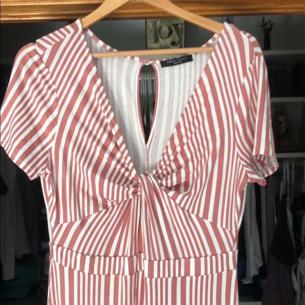 NEVER BEEN WORN white and pink striped jumpsuit